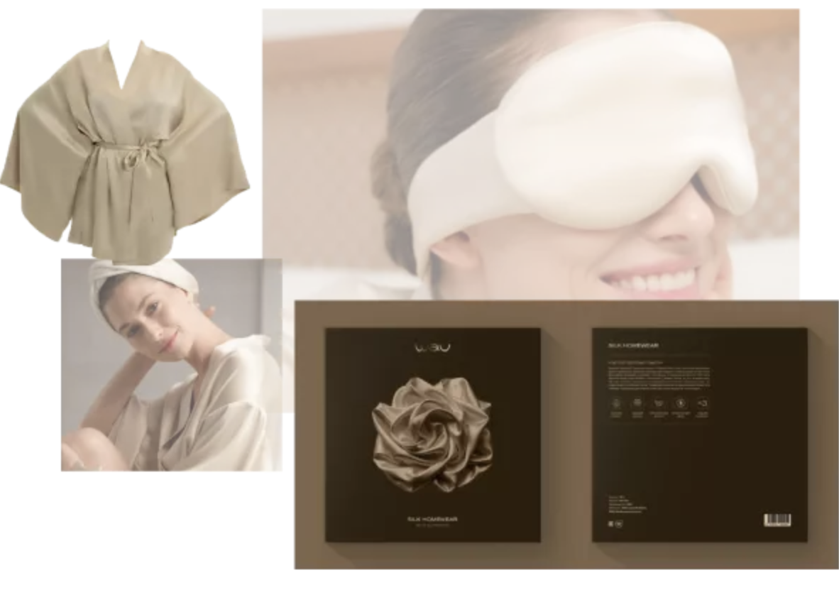 Pajama Eye Mask Set Case بيجامات الحرير