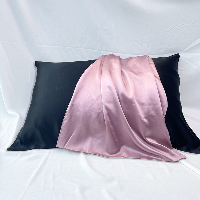 غطاء وسادة فاخر من حرير التوت الطبيعي بنسبة 100% مع غطاء وسادة من الحرير بسحاب أو مغلف