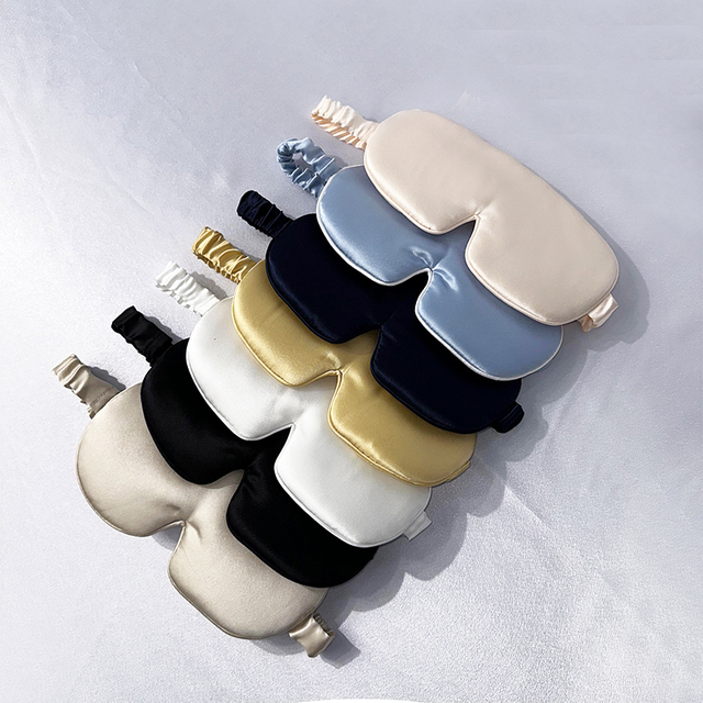 قناع عين حريري بعلامة تجارية مخصصة من المصنع فاخر أسود 100% من حرير التوت الحقيقي مجموعة قناع عين للنوم