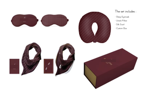 الحالة 4: مجموعة وشاح حريري وقناع العين ووسادة الرقبة 